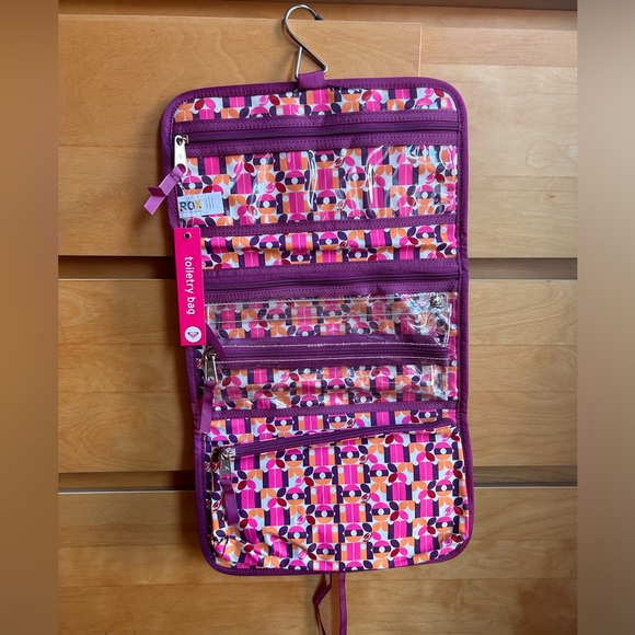 NWT ROXY TOILETRY TRAVEL BAG - Roomy & Multiple Pockets 🟣🟤🟠🟡 - Picture 2 of 8